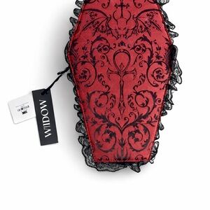 WIDOW Red and Black Crossbody Coffin Bag